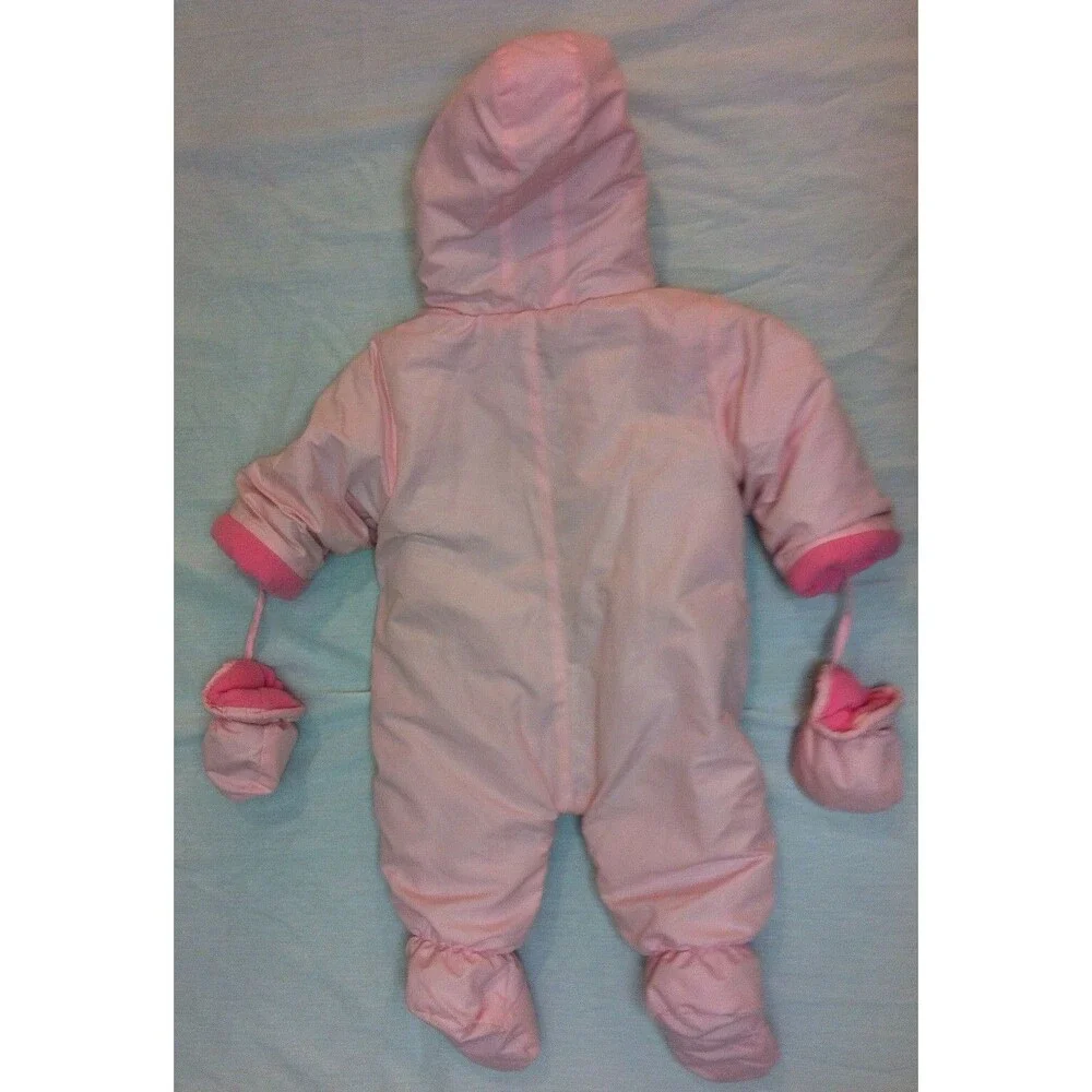 OKIE DOKIE GIRLS HOODED SNOWSUIT WITH MITTENS SIZE 6-9 MONTHS